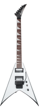 Charger l'image dans la galerie, White Jackson JS Series King V electric guitar with amaranth fingerboard and black bevels
