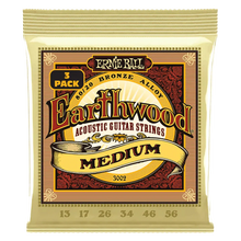 Charger l'image dans la galerie, Ernie Ball Earthwood Medium 80/20 Bronze Acoustic Guitar Strings 13-56, 3 Pack

